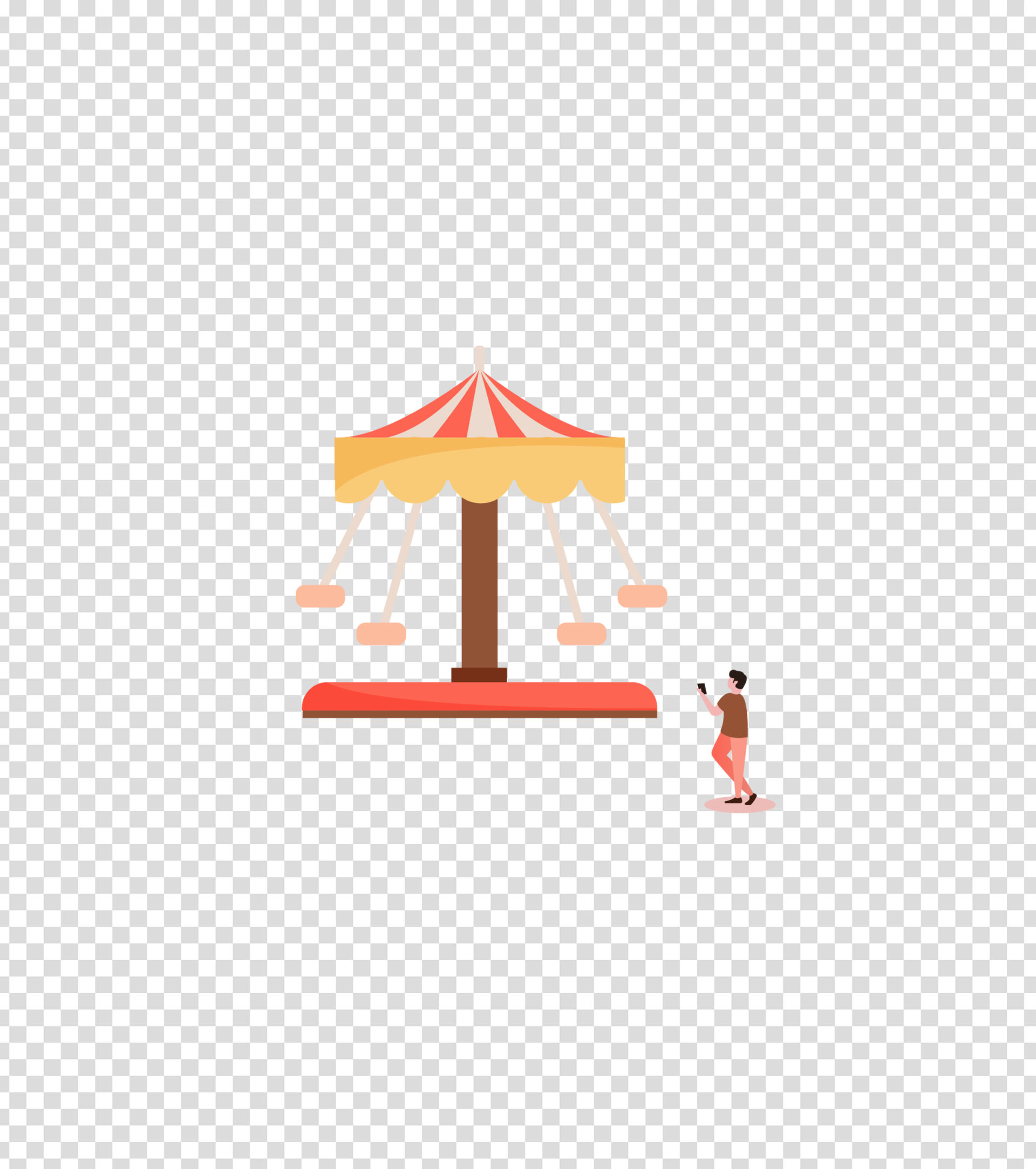 黄色游乐场秋千插画