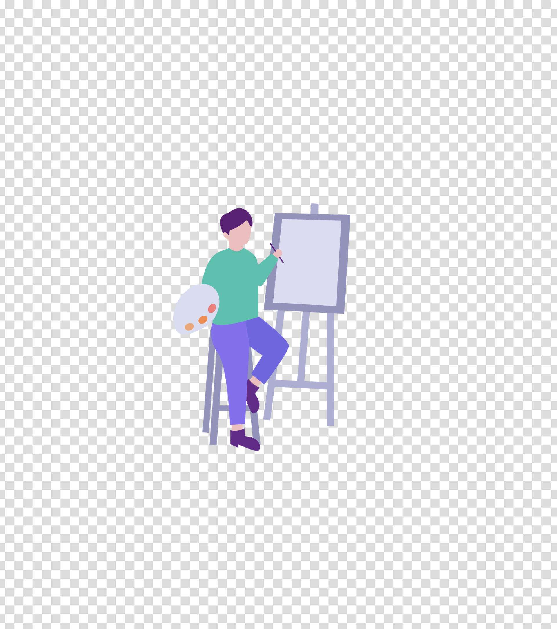 紫色艺术绘画的男孩插画