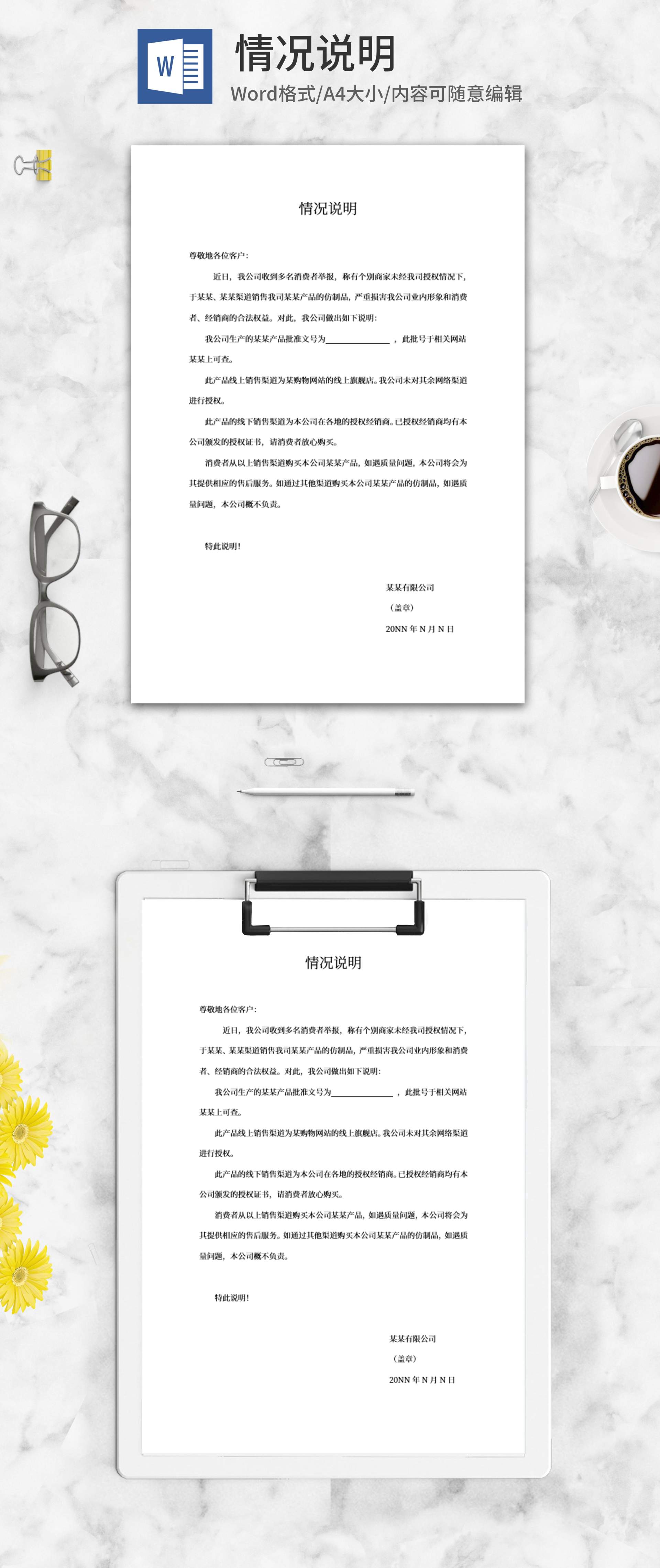 企业产品情况说明word模板