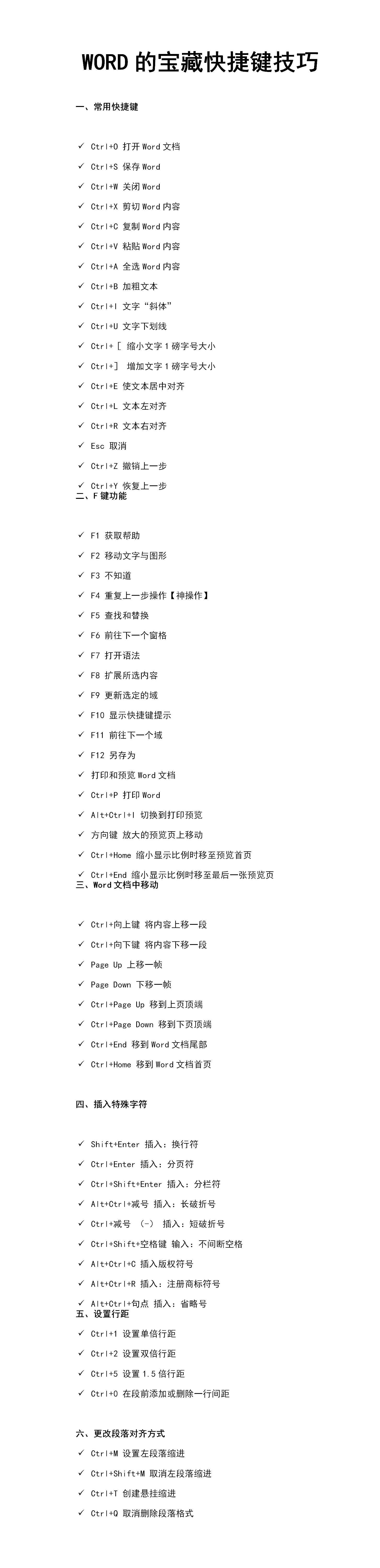 里的快捷键你掌握了吗？word模板