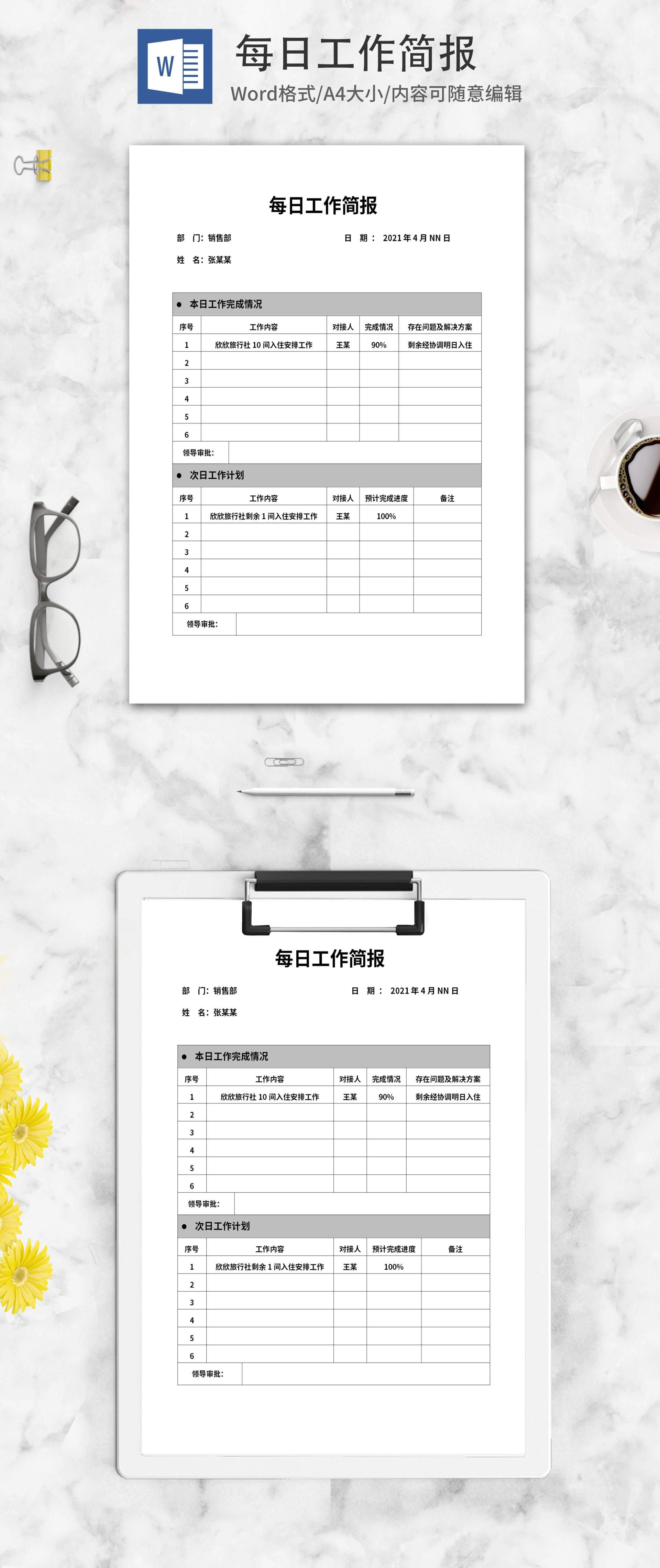 企业销售人员工作简报word模板