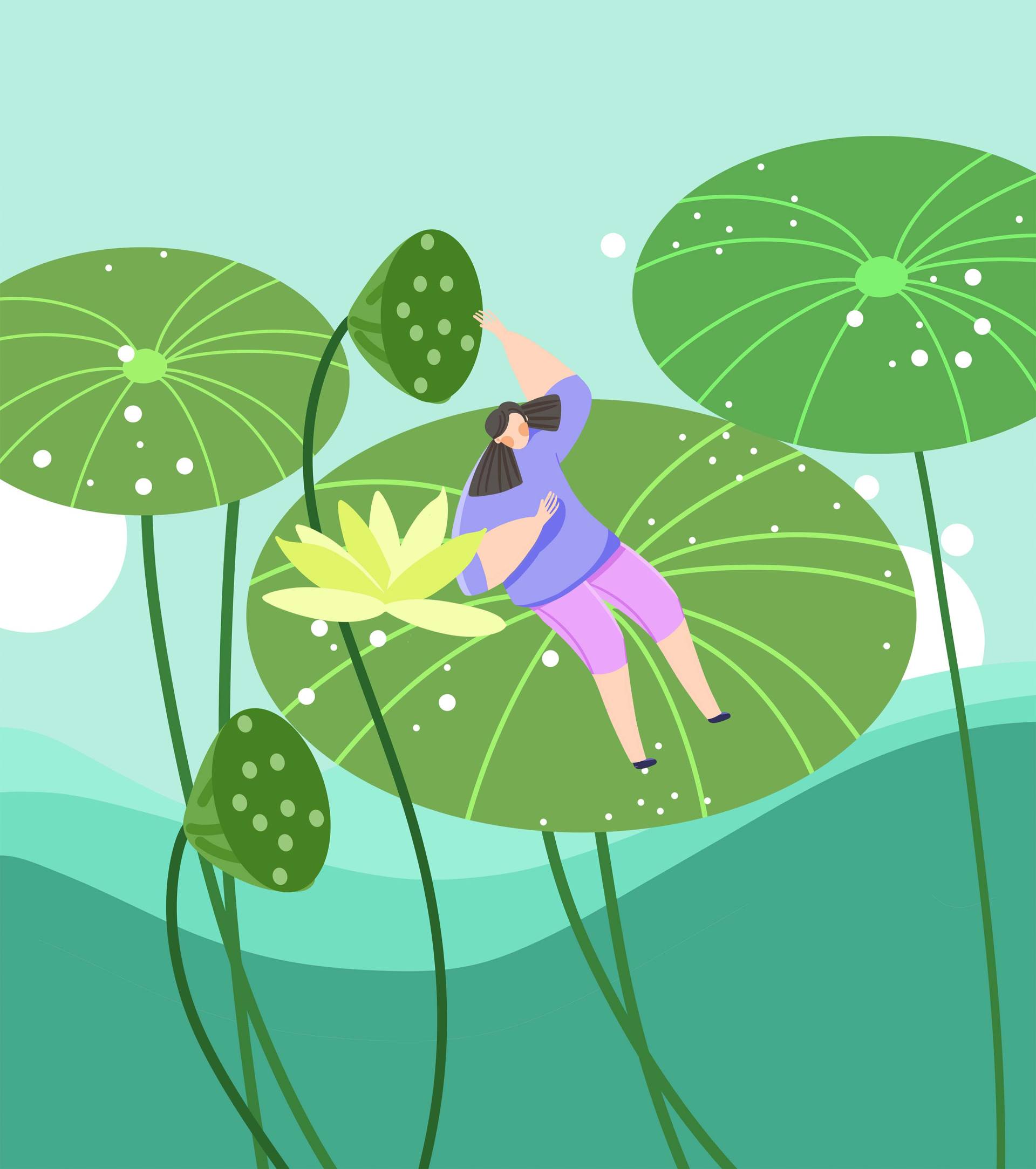 绿色避暑立夏节气元素