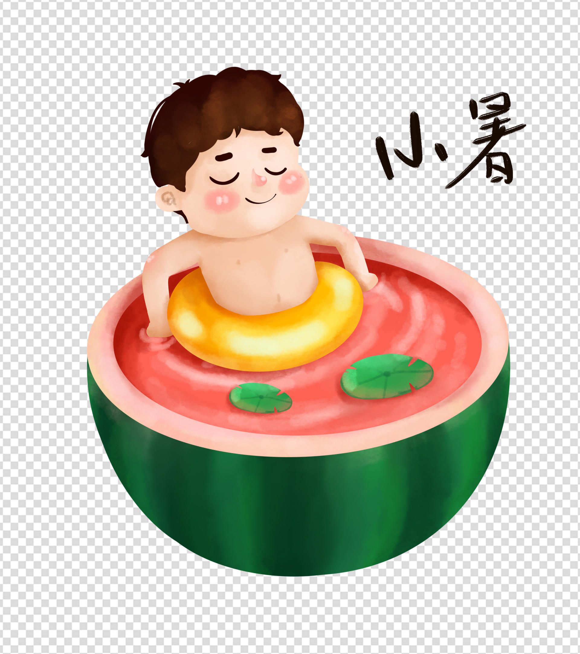 绿色西瓜清凉小暑元素