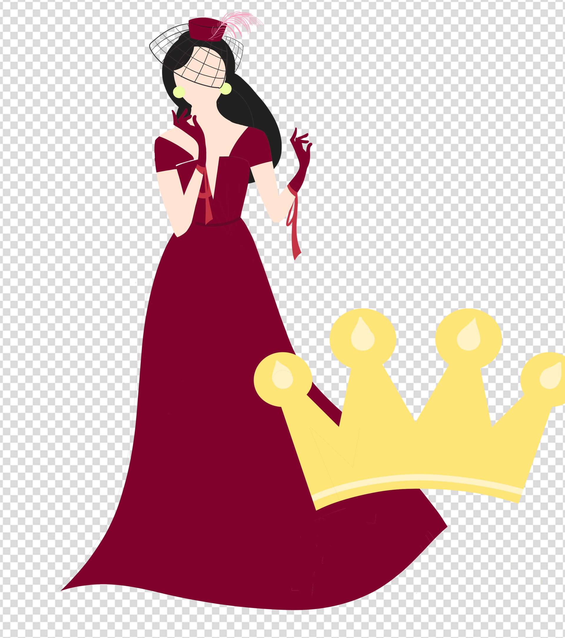 简约女生节日卡通手绘元素