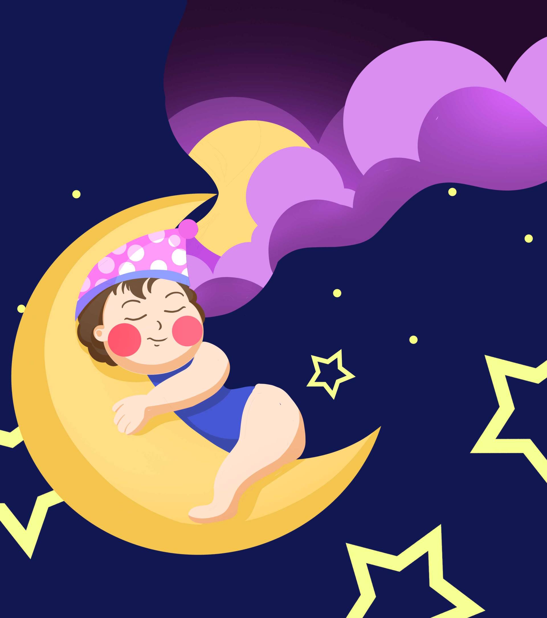 蓝色婴儿睡眠日元素