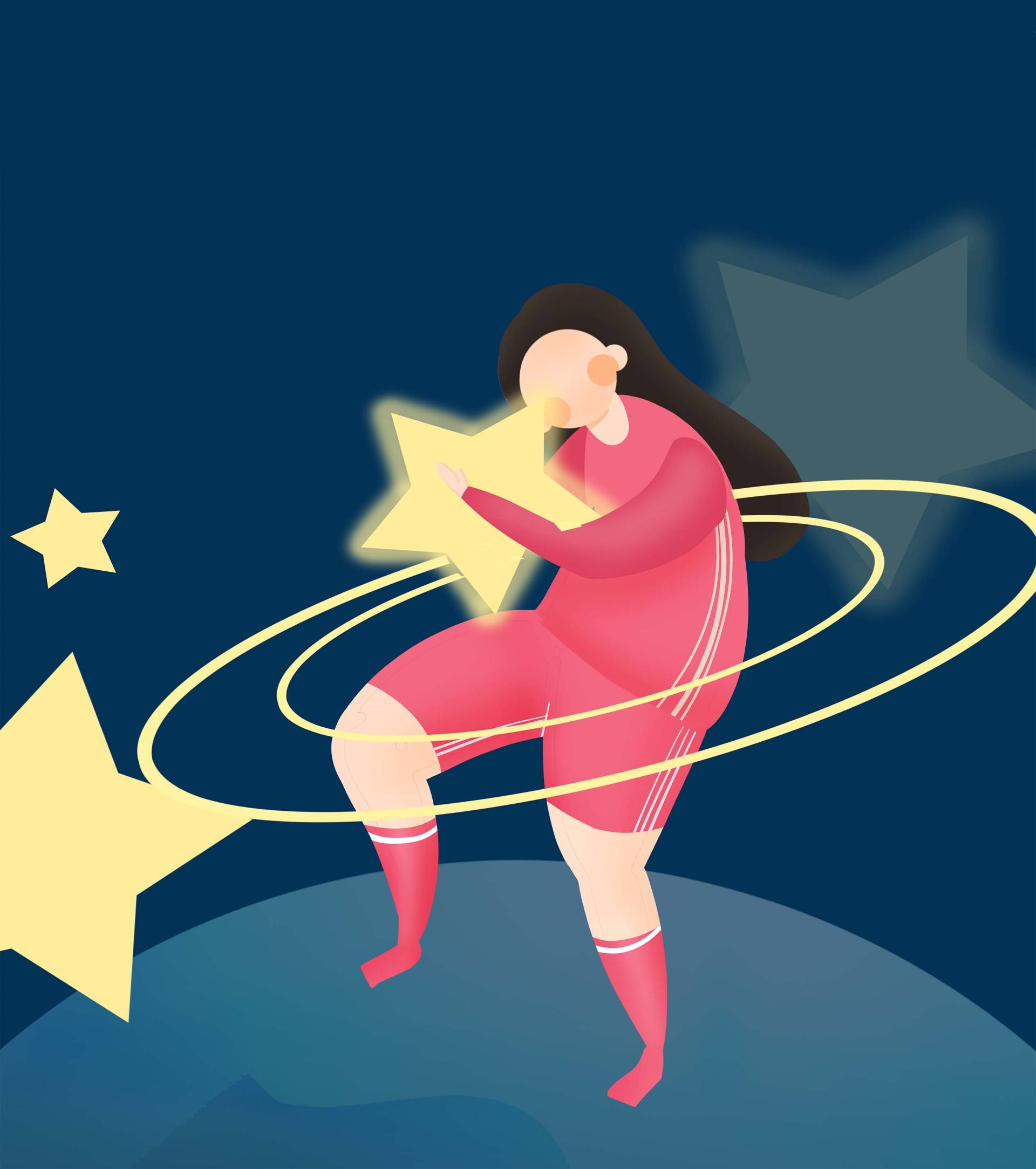 蓝色自闭症夜空宇宙女孩元素