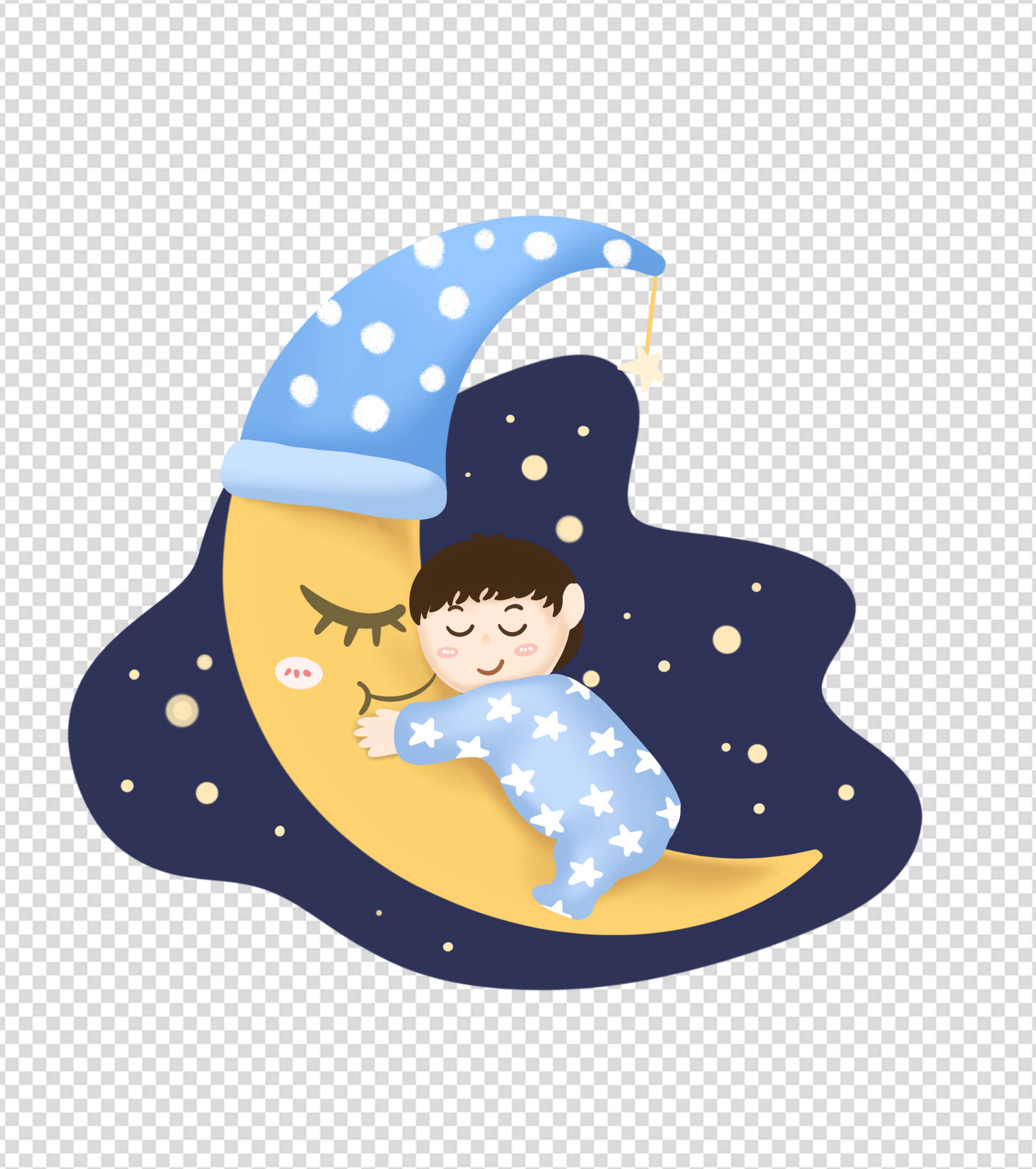 卡通蓝色婴儿睡眠日元素