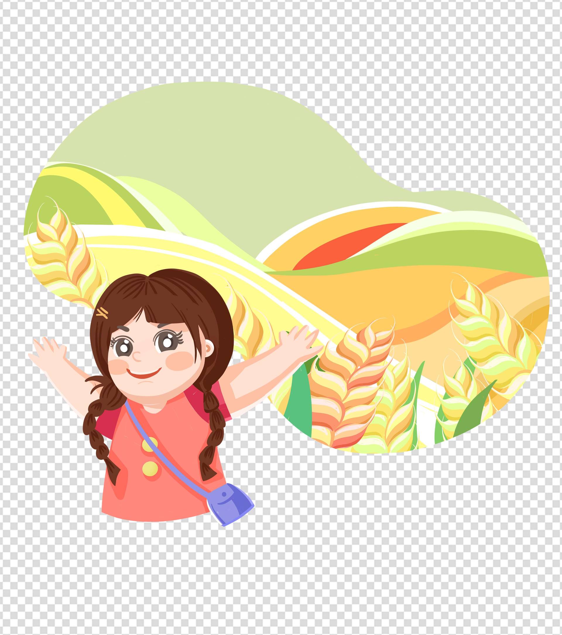 简约麦田小满手绘元素