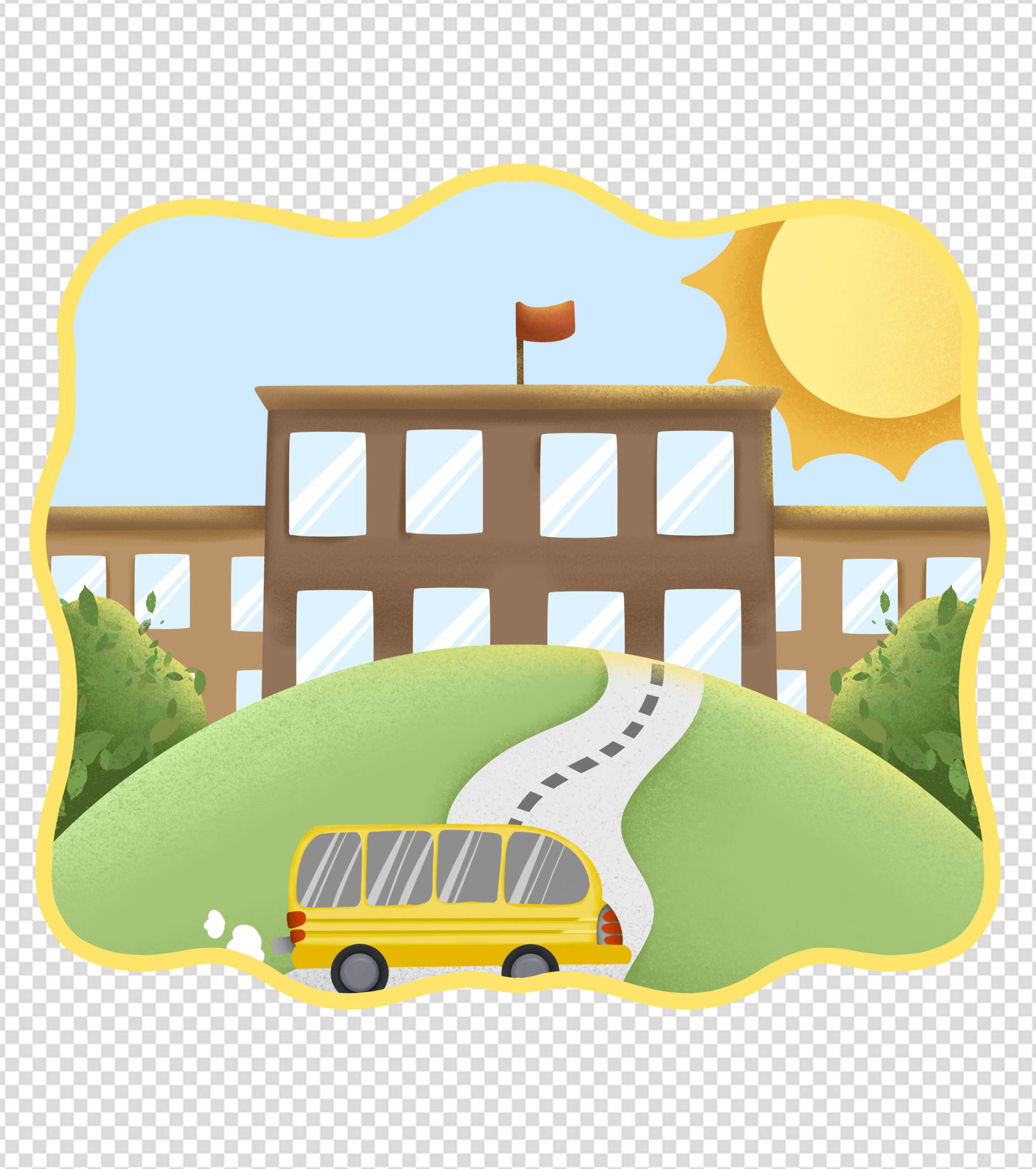 卡通学校校车元素