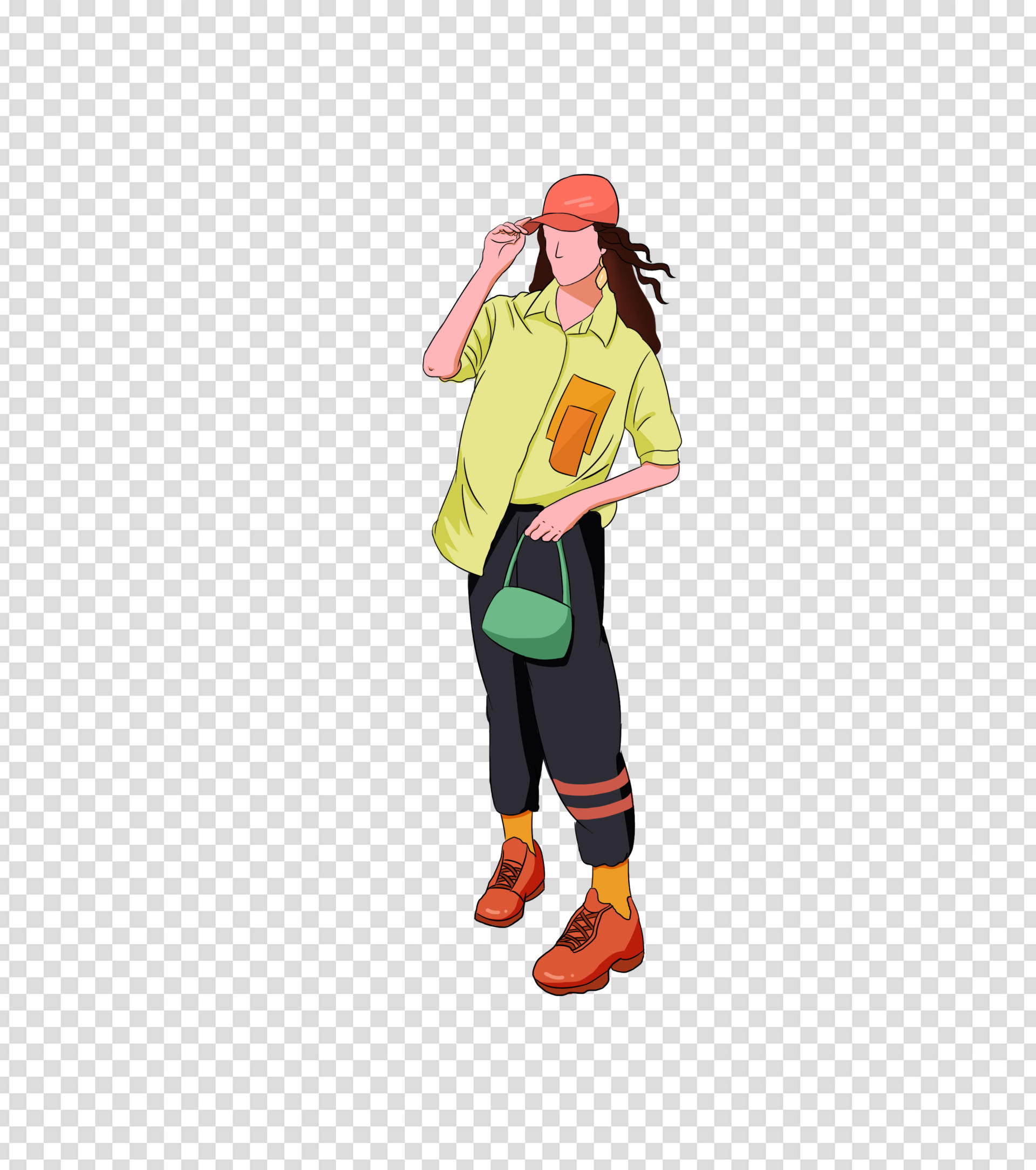 卡通动漫女孩手绘元素