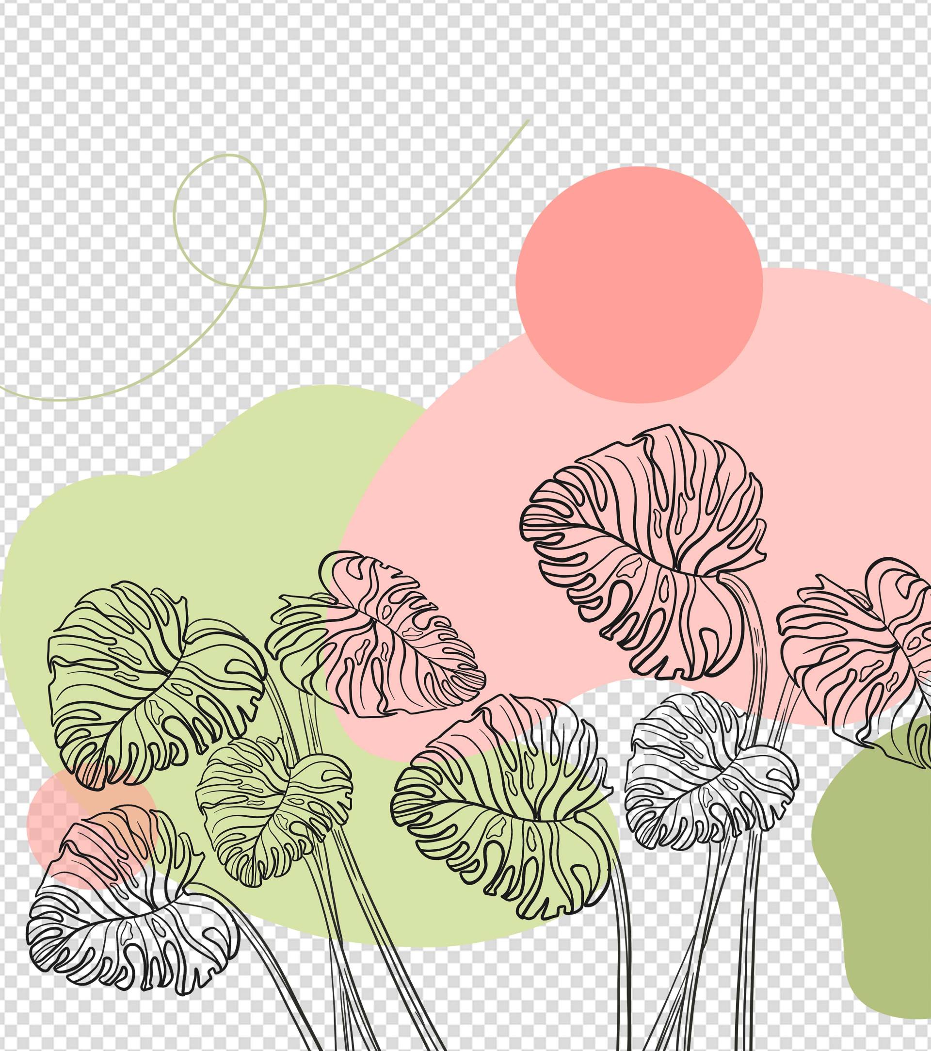 ins风树叶素描元素