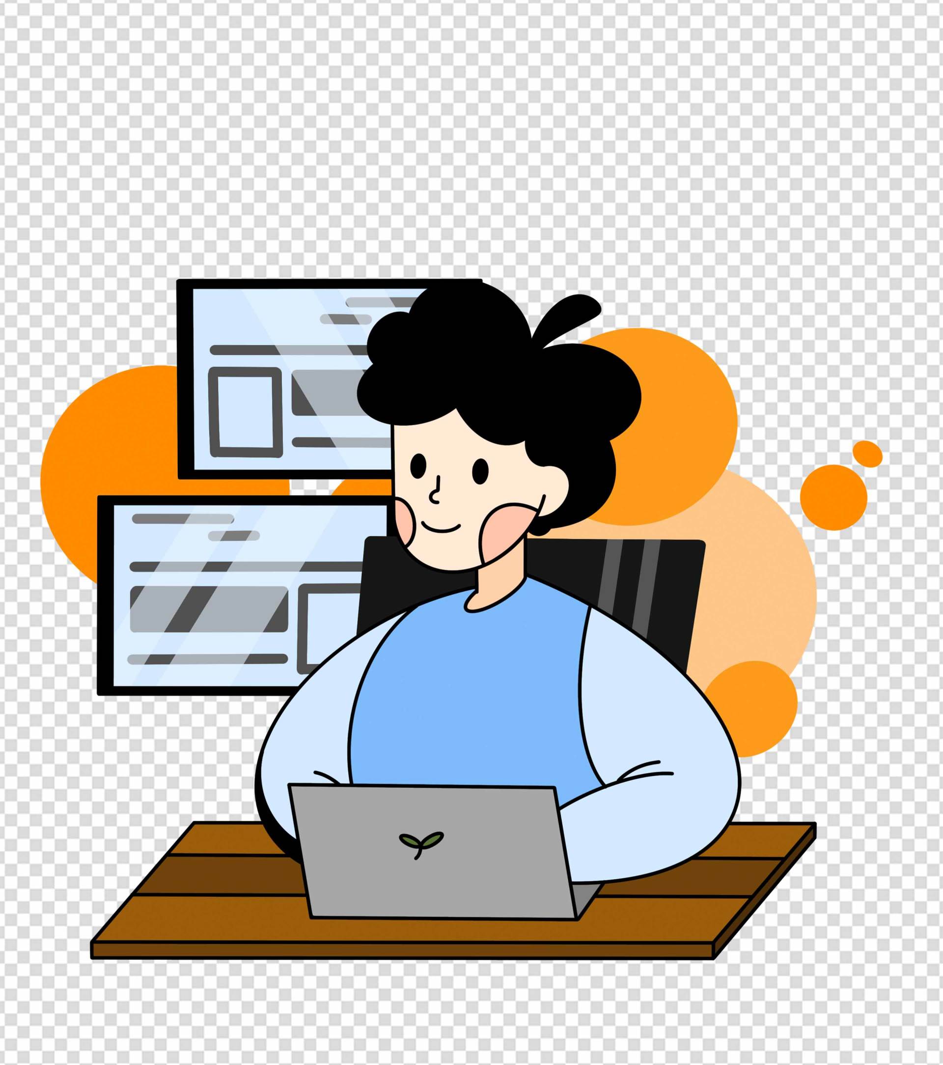 电脑桌前工作的女人元素