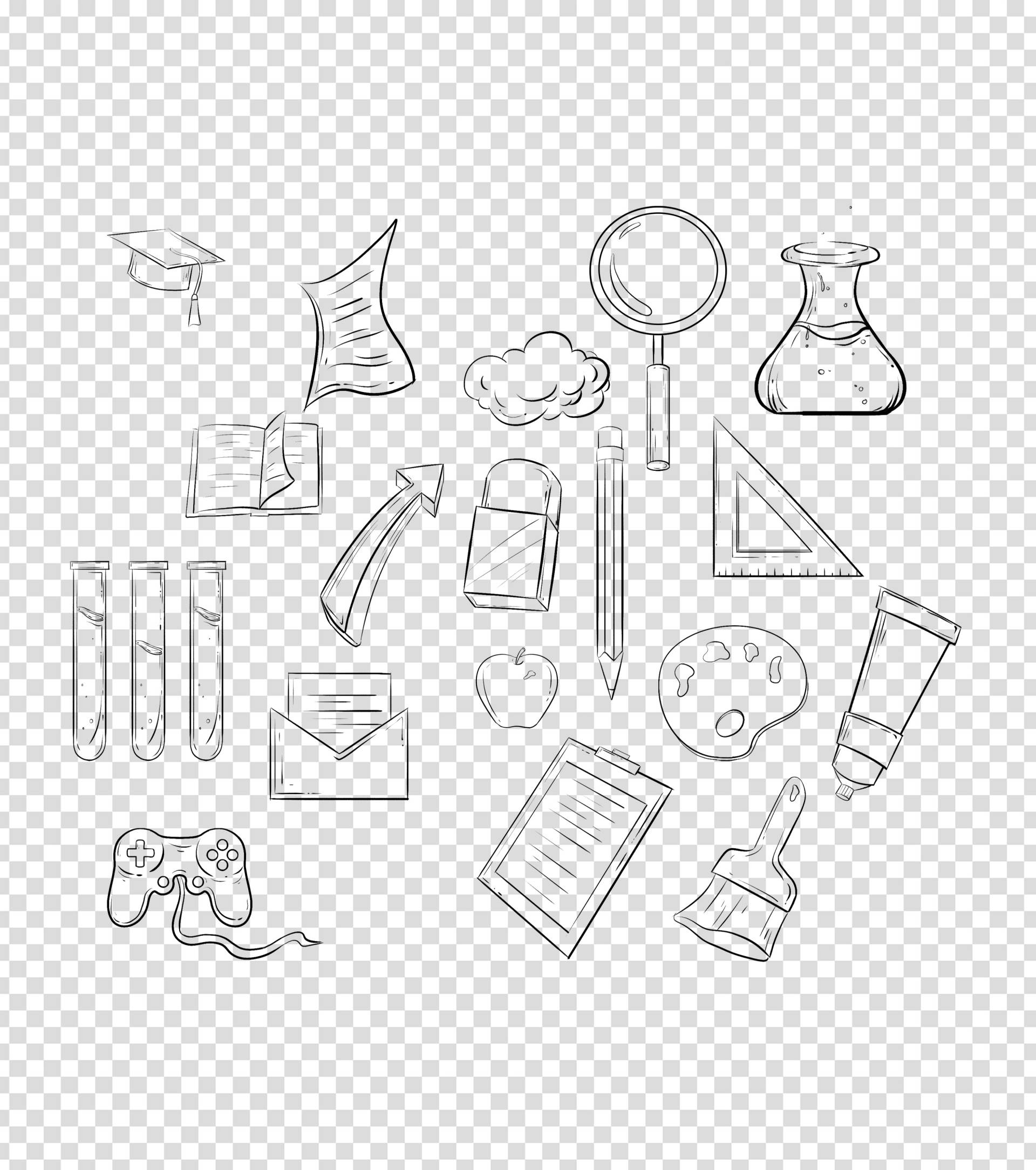 卡通素描毕业汇总手绘元素