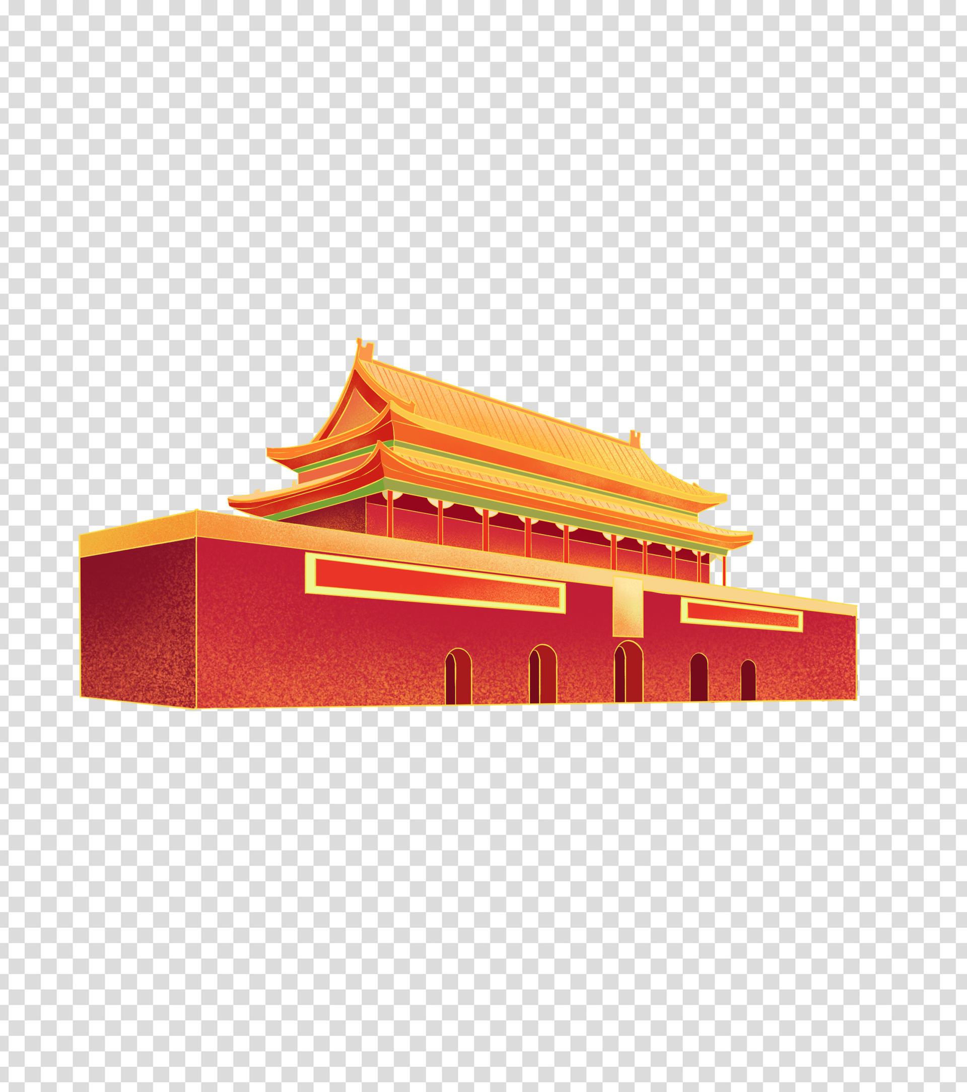 卡通天安门手绘元素_完美办公