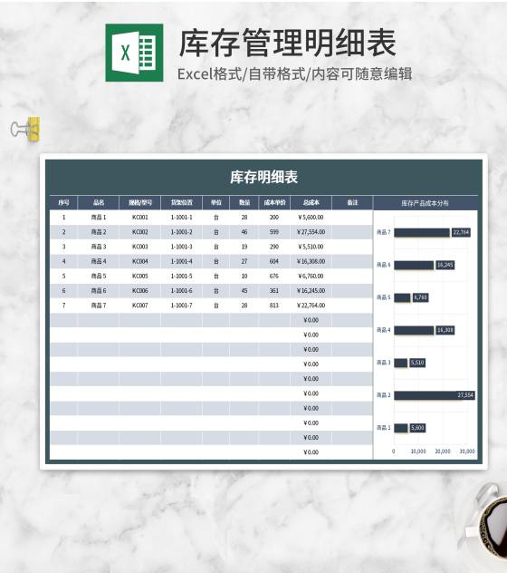 库存管理明细表Excel模板