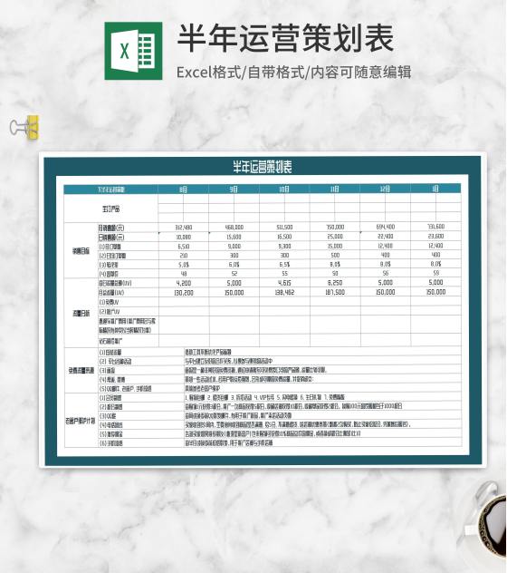 半年店铺运营策划明细表Excel模板