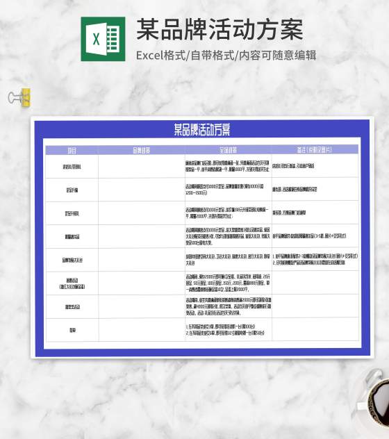 品牌促销活动方案Excel模板