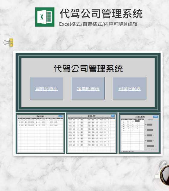 代驾公司管理系统Excel模板