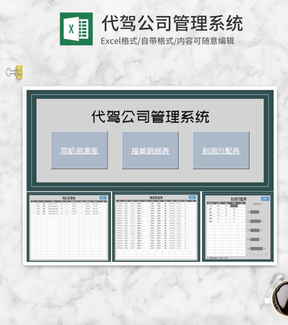 代驾公司管理系统Excel模板