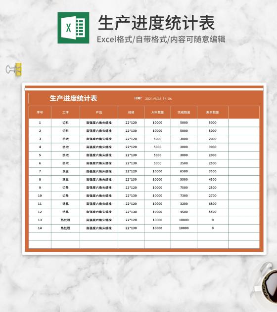 生产进度统计表Excel模板