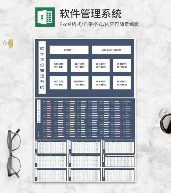 软件评分管理系统Excel模板