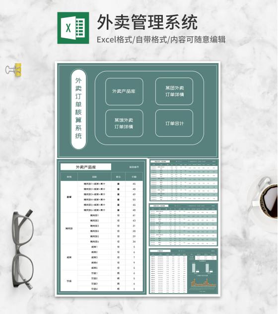 商铺外卖订单核算系统Excel模板