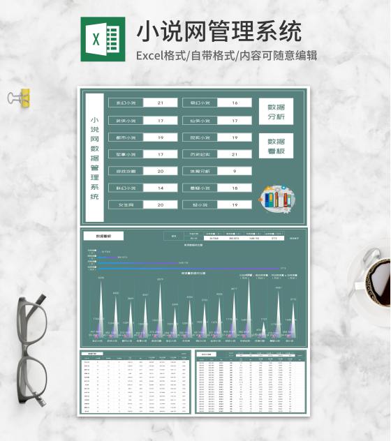 小说网数据管理系统Excel模板