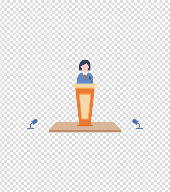 橙色女孩商务演讲PPT插画