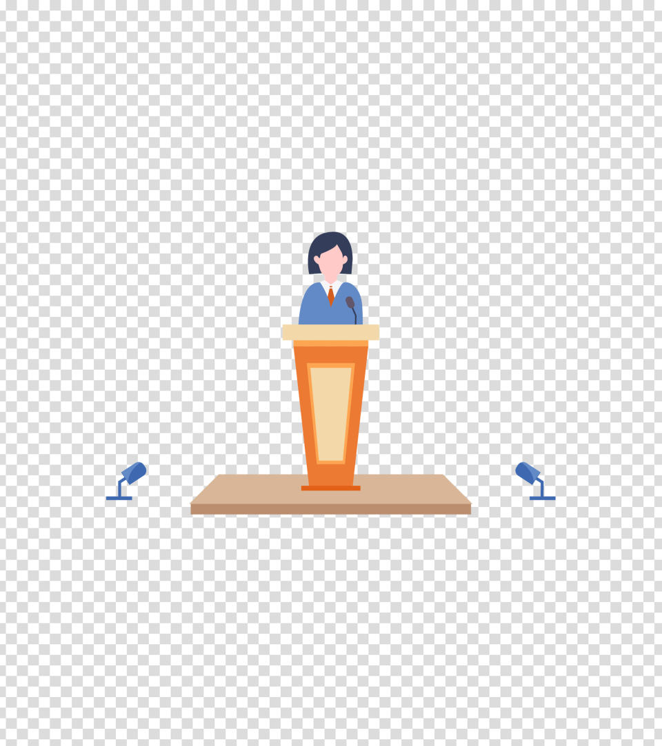橙色女孩商务演讲PPT插画