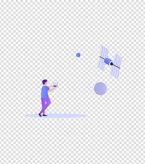 紫色未来航空办公插画