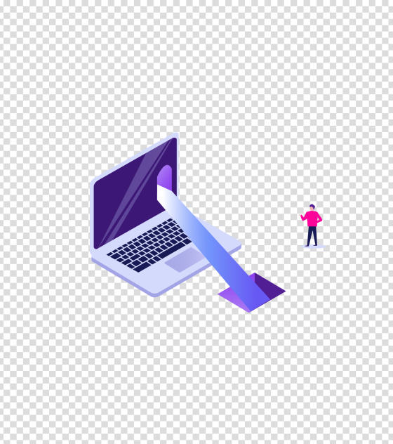 紫色电脑办公插画