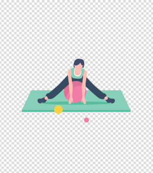 绿色女性瑜伽劈腿锻炼