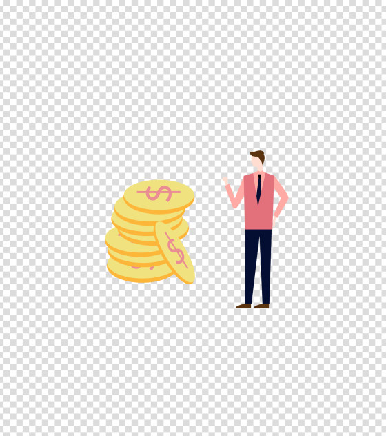 黄色赚钱的男人插画
