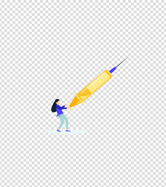 黄色医疗打针的护士插画