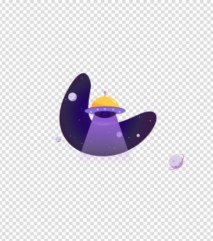 紫色宇宙飞船插画
