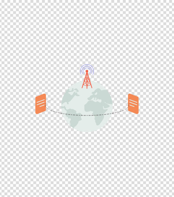 橙色办公手机通信信号塔插画