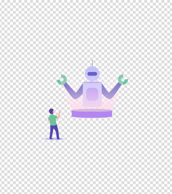 紫色科技机器人插画