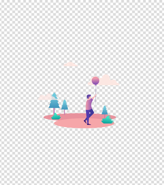 粉色拿气球的男人插画