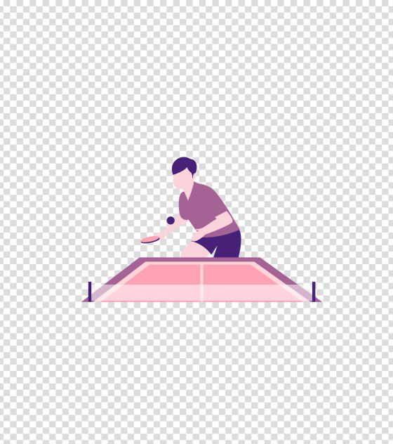 粉色打乒乓球运动插画