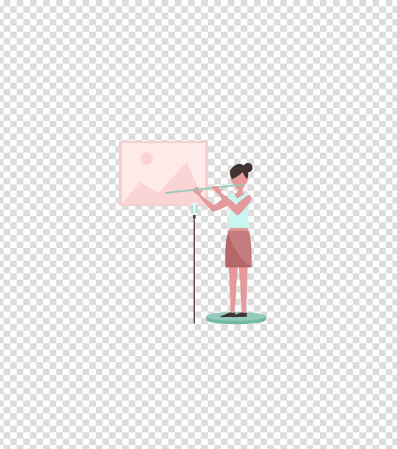 蓝色演奏吹笛子的女孩插画