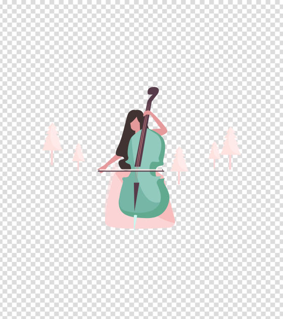 绿色小提琴演奏演出插画