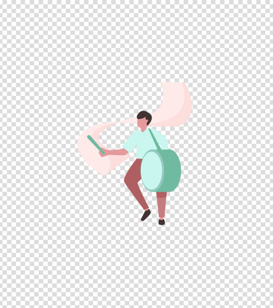绿色乐器打鼓的男孩插画