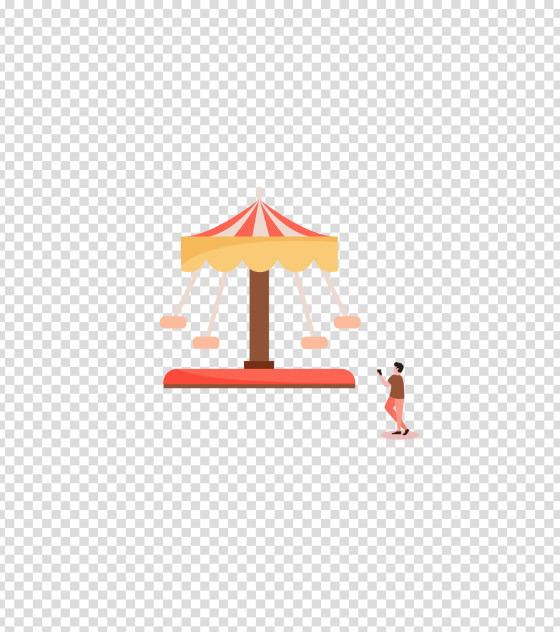 黄色游乐场秋千插画