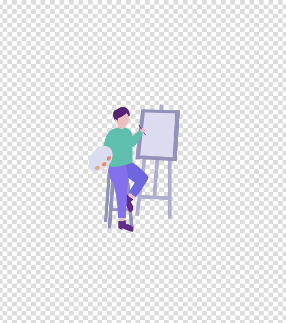 紫色艺术绘画的男孩插画