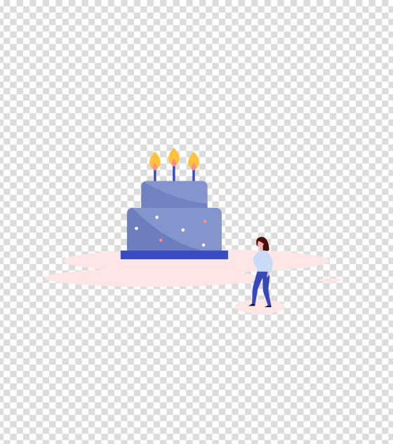 蓝色庆祝生日的女孩插画