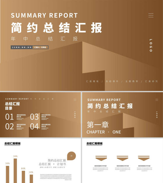 金色微粒体总结汇报PPT模板