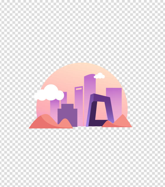 紫色都市城市风景
