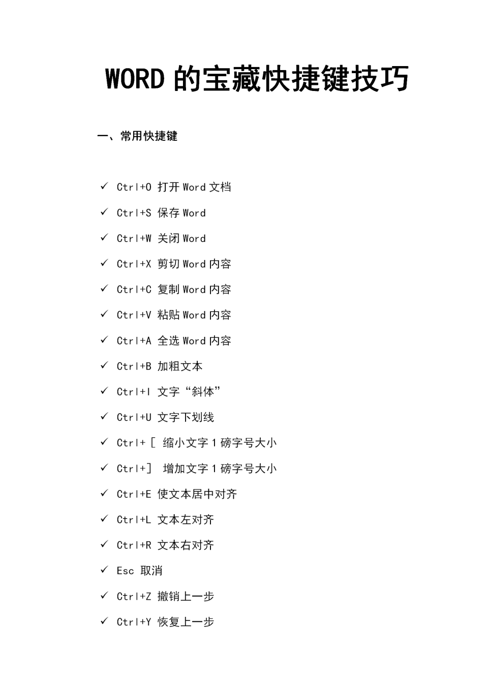 里的快捷键你掌握了吗？word模板