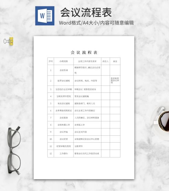 会议流程表word模板