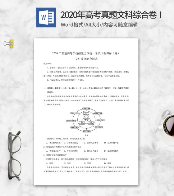 2020年高考真题文科综合卷1word模板